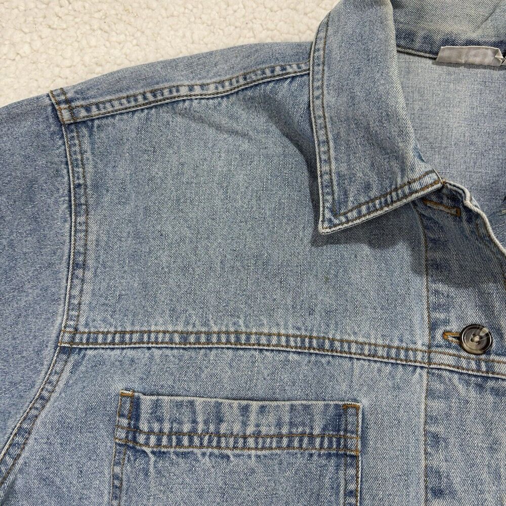 VTG Cabin Creek Women Sz. L Denim Jean Barn Chore Shacket Jacket 4 Pockets - Picture 4 of 10
